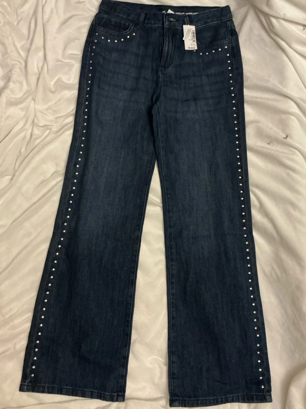 The Children's Place Dark Blue Wide-Leg Jeans with Silver Studs